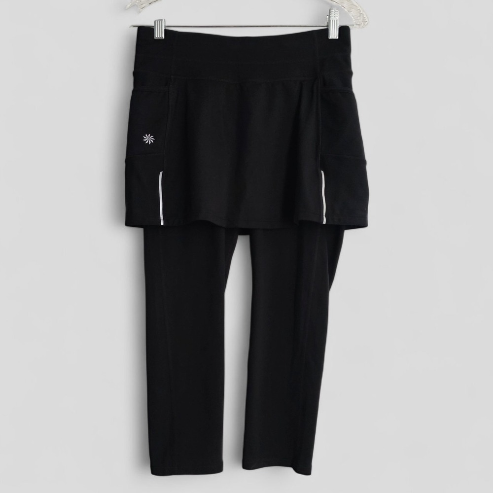 Athleta Skort Leggings Black 2-in-1 Capri Leggings Size S